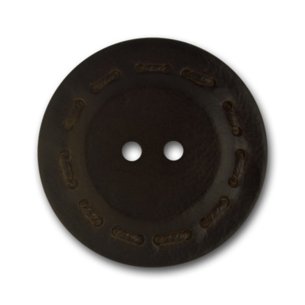 Faux Leather Brown Plastic Button