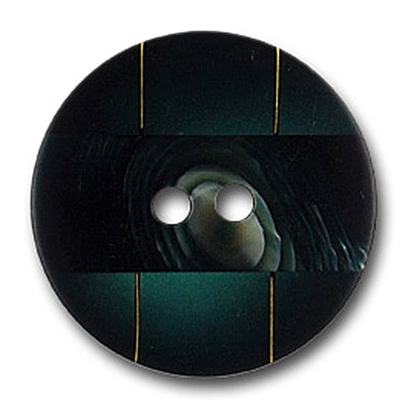 Forest Green & Gold Pinstriped Plastic Button