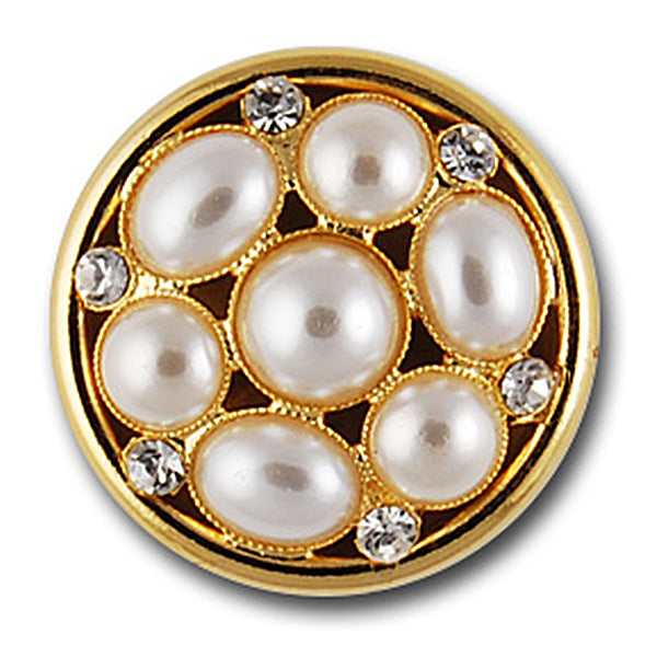 Gold & Pearl Rhinestone Button