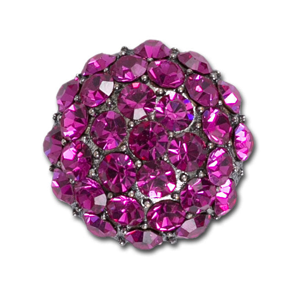 Semi-Domed Fuchsia Rhinestone Button