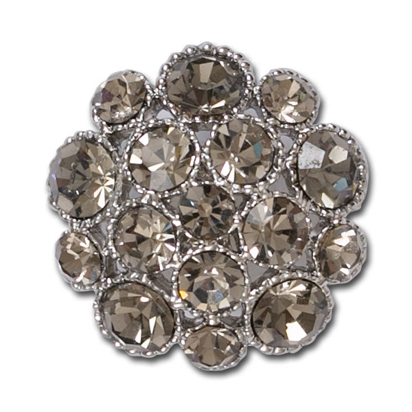 Slightly Domed Pale Smoke Rhinestone Button