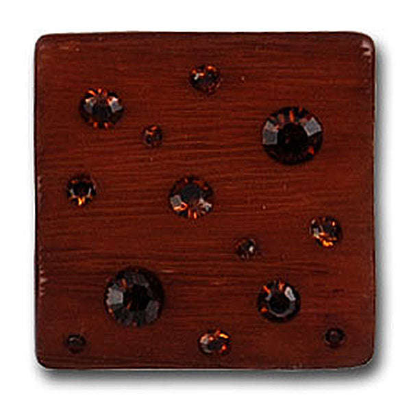 1 1/8" Sienna Brown Lucite Rhinestone Button (Made in Italy)