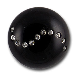 Domed Black Lucite Yin Yang  Rhinestone Button (Made in Italy)