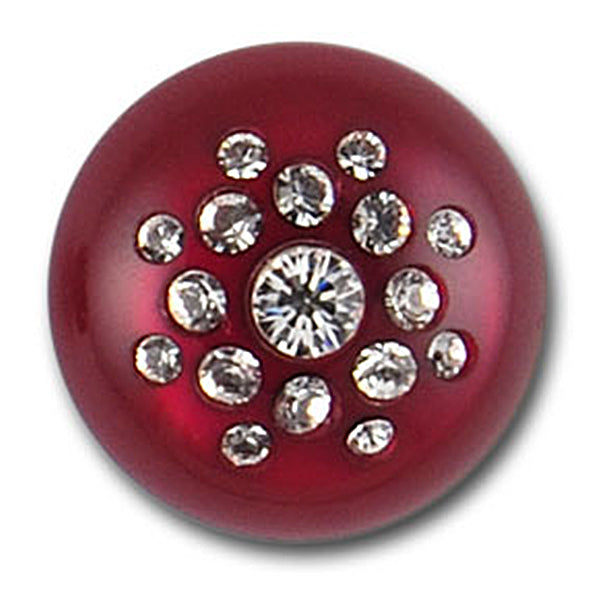 Ruby Lucite Rhinestone Button (Made in Italy)