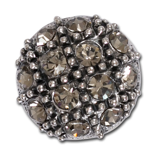 Semi-Domed Gridded Smoke Rhinestone Button (Made in Italy)