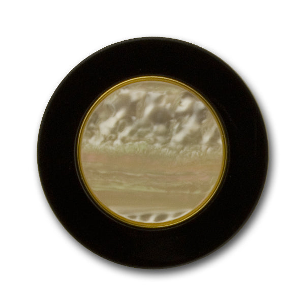1 1/8" Black & Gold Shell Button