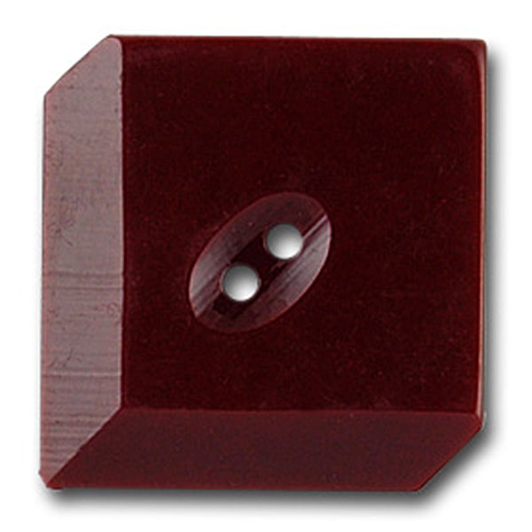 1 1/8" Maroon 3-D Square Vintage Button