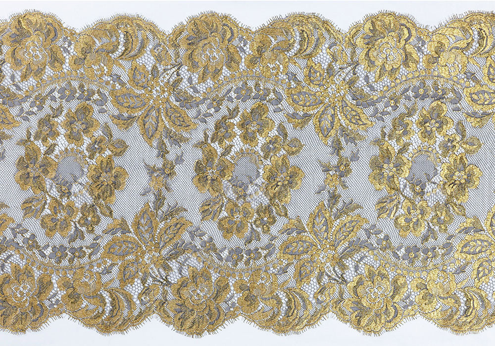 14 Black & Antique Gold Floral Chantilly Lace (Made in France) – Britex  Fabrics