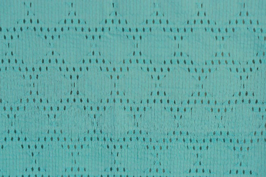 Unique Turquoise Blue Mock Eyelet Cotton