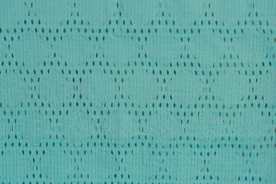 Unique Turquoise Blue Mock Eyelet Cotton