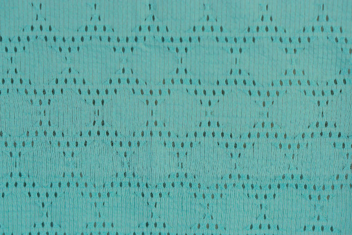 Unique Turquoise Blue Mock Eyelet Cotton