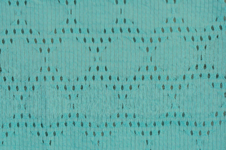 Unique Turquoise Blue Mock Eyelet Cotton