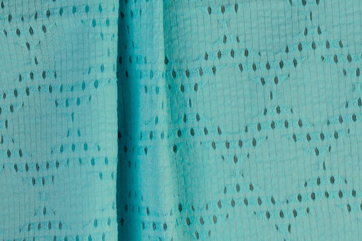 Unique Turquoise Blue Mock Eyelet Cotton