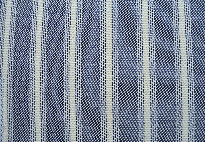 Basketweave Metallic Black & Blue Striped Cotton