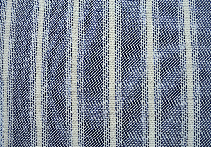 Basketweave Metallic Black & Blue Striped Cotton