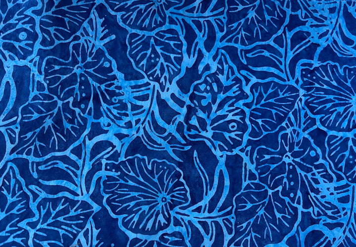 Ocean Blue Tropical Foliage Cotton Batik (Made in Indonesia)