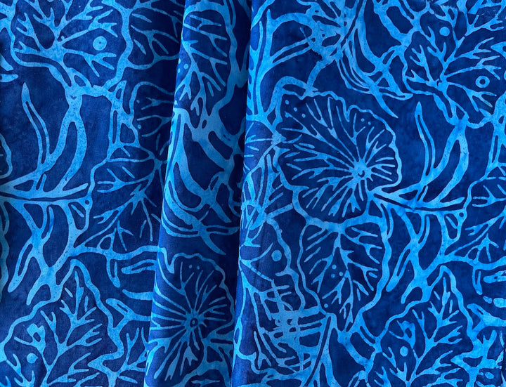 Ocean Blue Tropical Foliage Cotton Batik (Made in Indonesia)