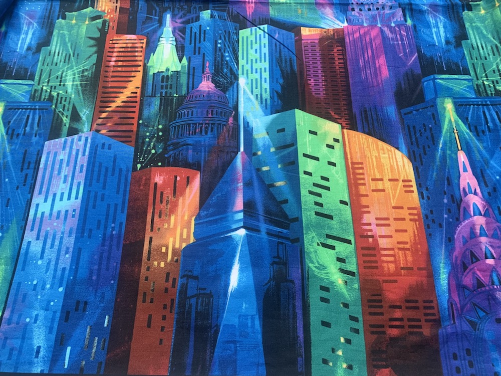 Majestically Playful NYC Skyscrapers Cotton Print