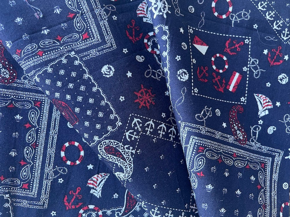 Nautical Anchors Aweigh Quilting Cotton (Made in Japan)