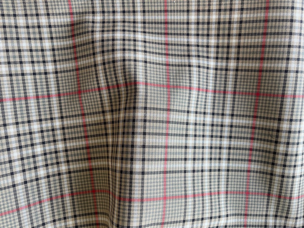 Sand & Soft Red Plaid Cotton Shirting (Made in Italy)