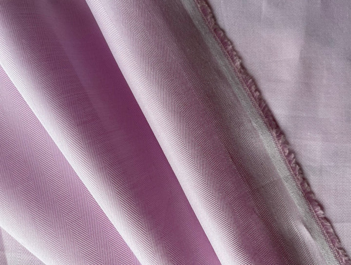 Herringbone Pale Pink Cotton Lawn Shirting (Made in England)