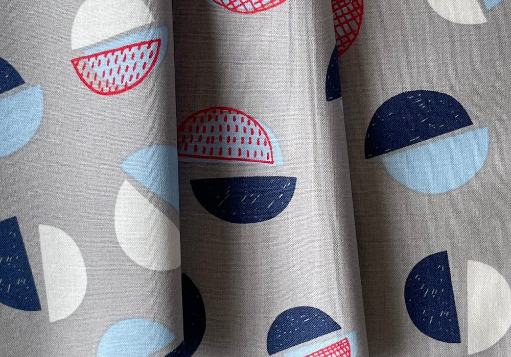 Navy & Pearl Scrawled Semicircles Cotton (Made in Japan)