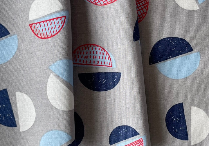 Navy & Pearl Scrawled Semicircles Cotton (Made in Japan)
