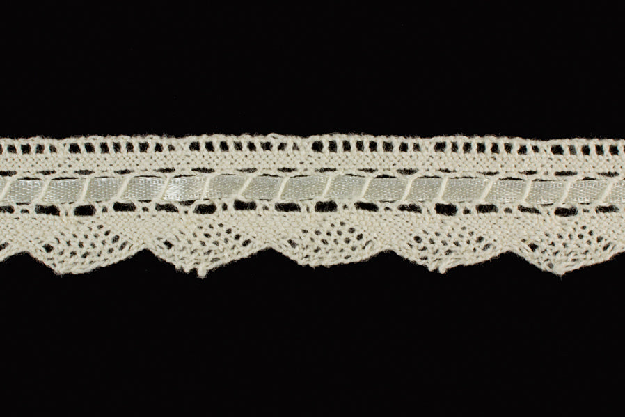 3/4" Natural Beribboned Crochet Edging Lace