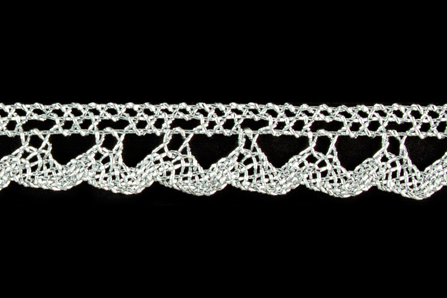 3/8" Bright Silver Metallic Edging Lace (Made in England)