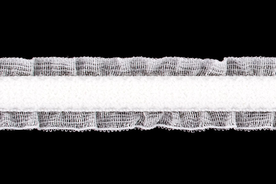 1m Blue gathered stretch elastic lace trim - Fabric Guild