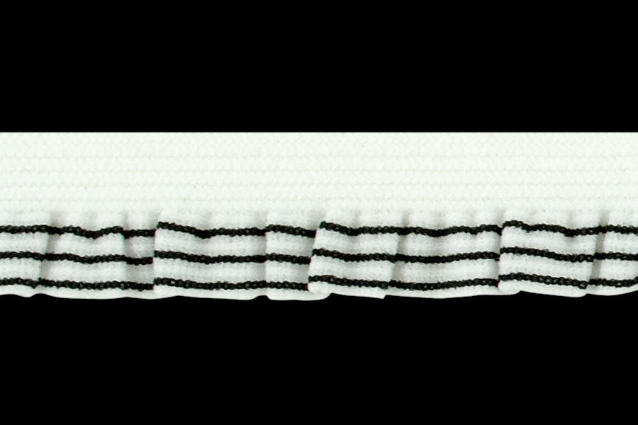 1/2" Black Striped Ruffled Elastic