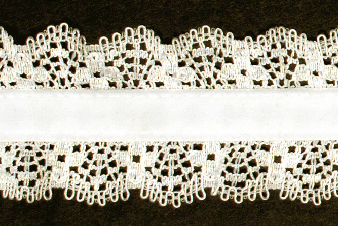 1 1/4" Ivory Stretch Velvet & Lace (Made in England)