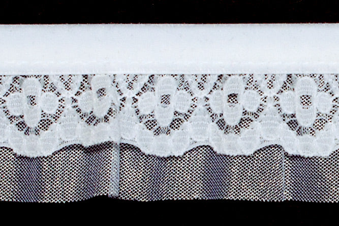 1 1/4" White Stretched Velvet & Lace (Made in England)