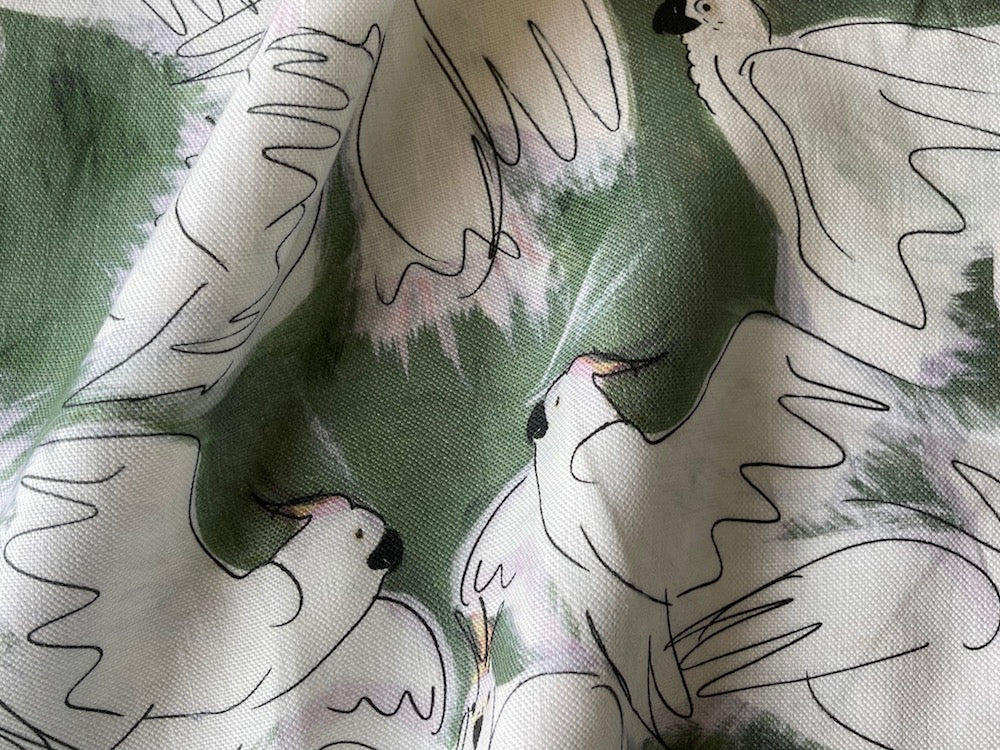 Charismatic Cockatoos Spruce Linen