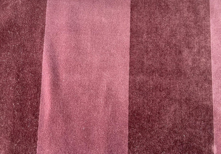 Romantic Plummy Mauve Striped Cotton Blend Velveteen (Made in France)