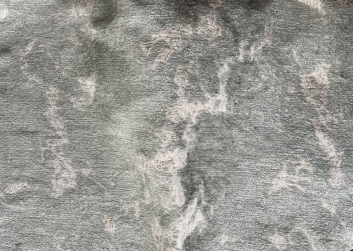Sophisticated Silver Marbled Jade Green Rayon Blend Chenille Velvet (Made in Turkey)