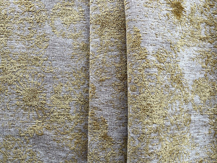 Sophisticated Boho Floral Golden Slumbers Rayon Blend Chenille Velvet (Made in Turkey)