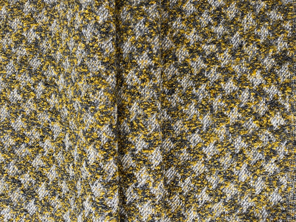 Striking Mustard Houndstooth Acrylic Blend Chenille Tweed (Made in Turkey)