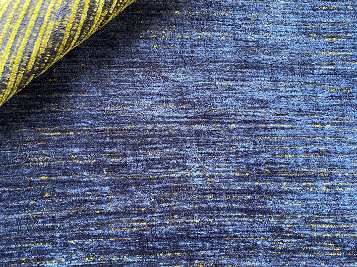 Royal Navy & Marigold Acrylic Blend Cross-Weave Chenille  (Made in Turkey)