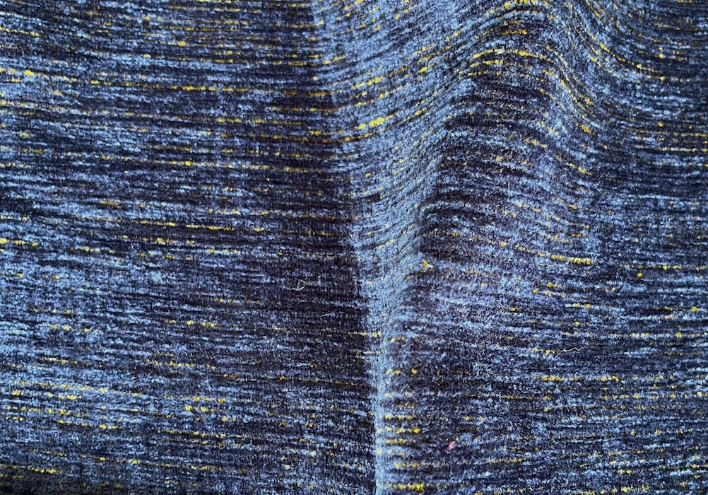 Royal Navy & Marigold Acrylic Blend Cross-Weave Chenille  (Made in Turkey)