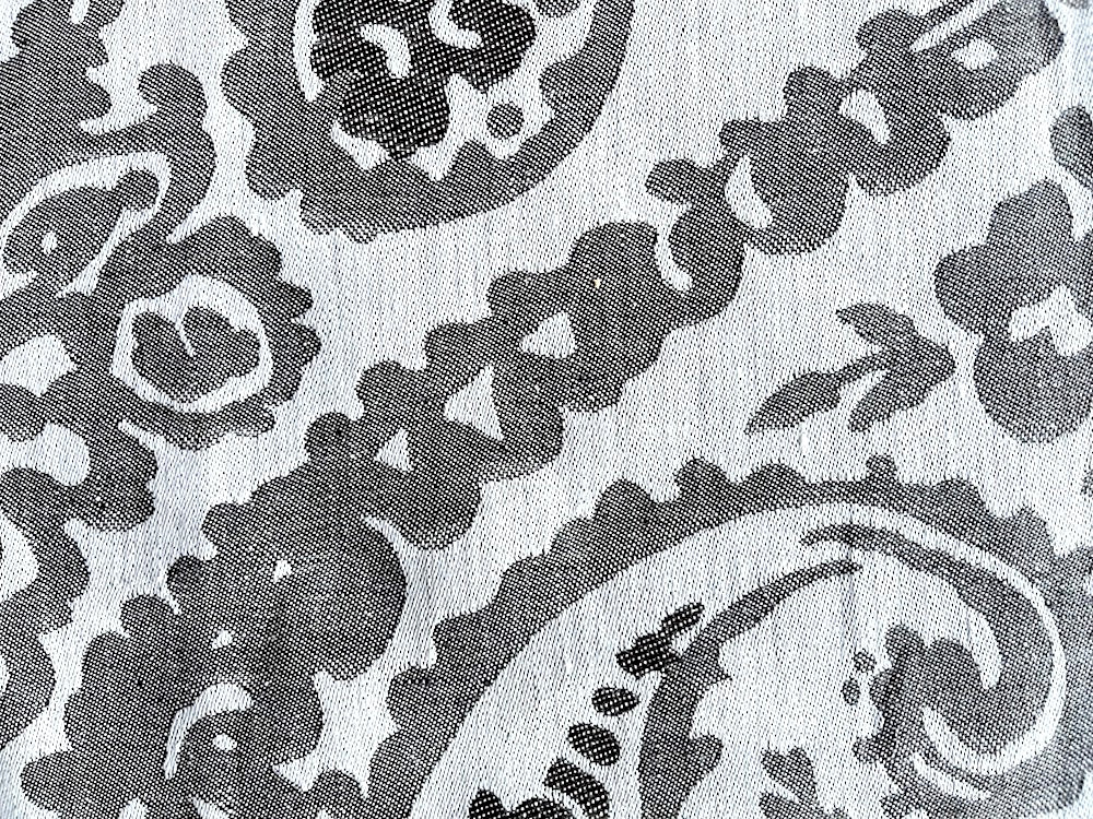 Reversible Paisley Whale Grey & White Linen Damask (Made in Europe)