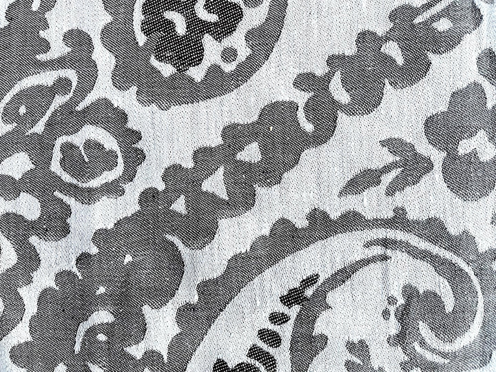 Reversible Paisley Whale Grey & White Linen Damask (Made in Europe)