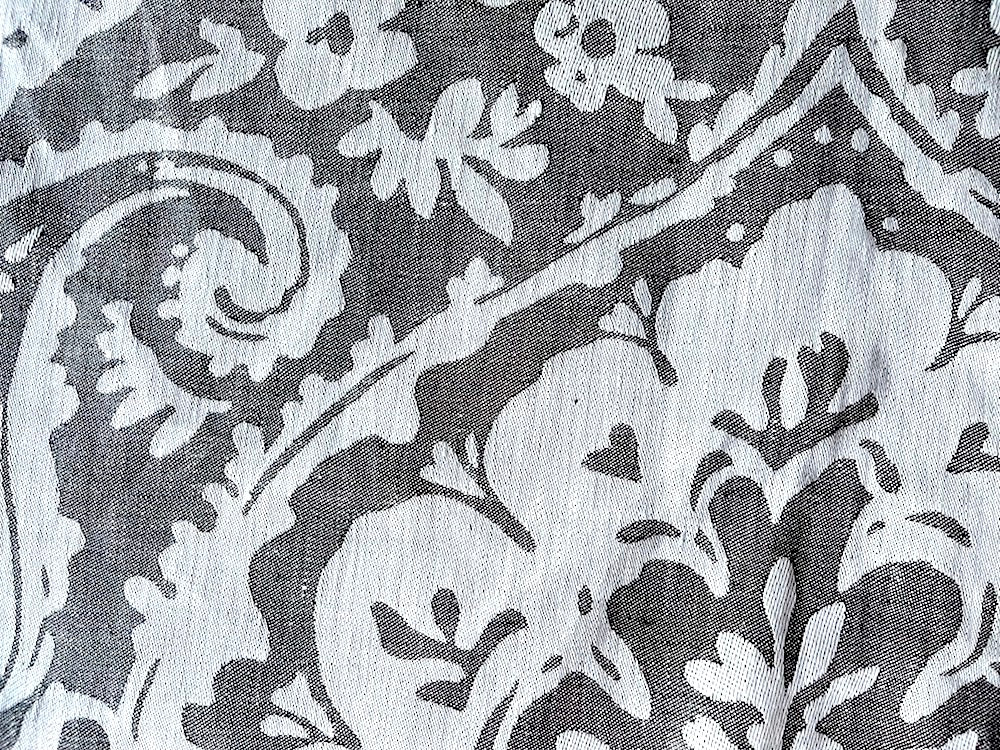 Reversible Paisley Whale Grey & White Linen Damask (Made in Europe)