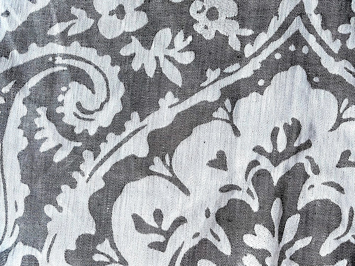 Reversible Paisley Whale Grey & White Linen Damask (Made in Europe)