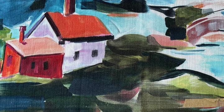 Expressionistic-Influenced Seaside Landscape Cotton Canvas