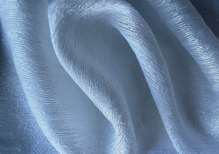 124" Semi-Sheer Organically Textured Lustrous White Polyester (Made in Turkey)
