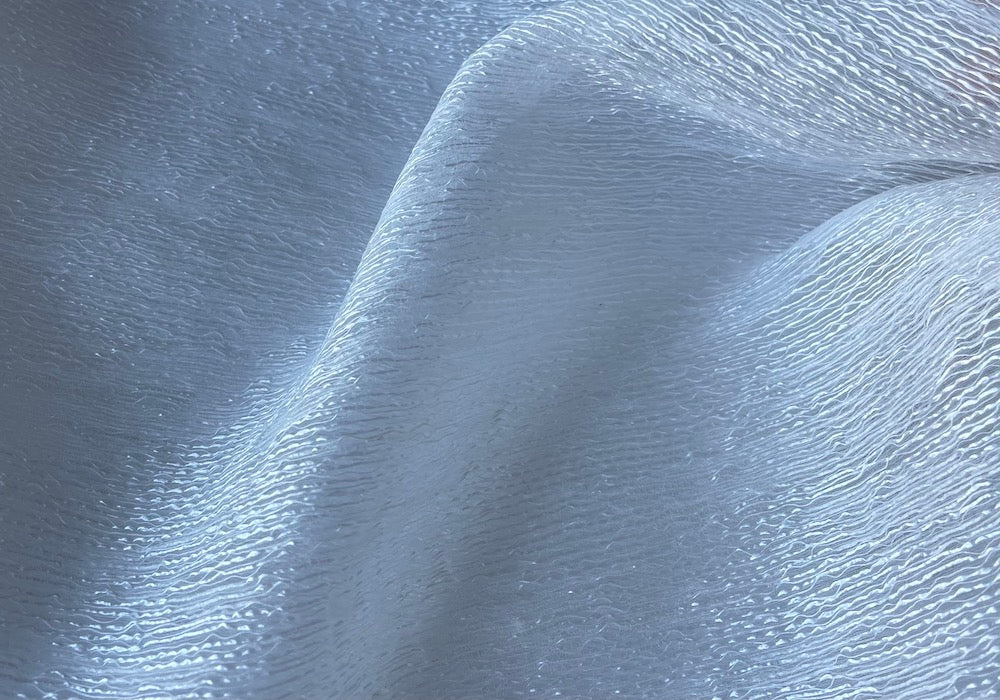 124" Semi-Sheer Organically Textured Lustrous White Polyester (Made in Turkey)