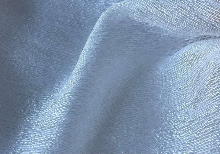124" Semi-Sheer Organically Textured Lustrous White Polyester (Made in Turkey)