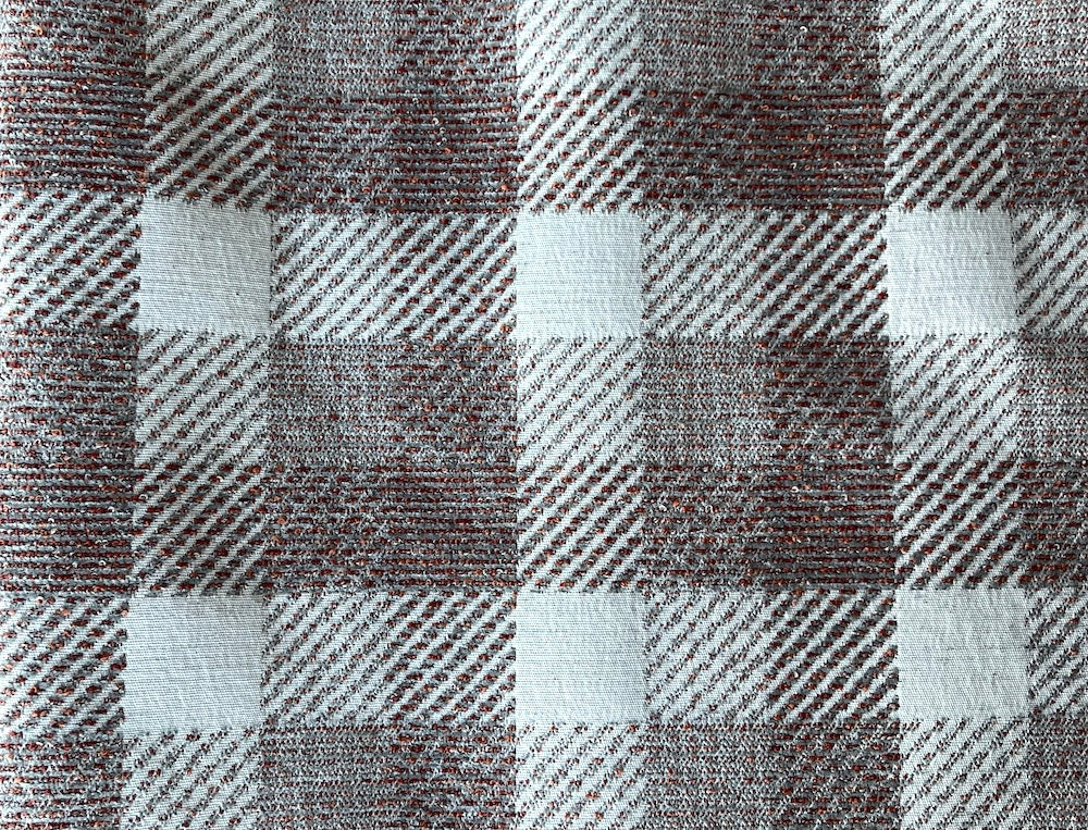 Handsome Paprika & Cream Checked Polyester Tweed