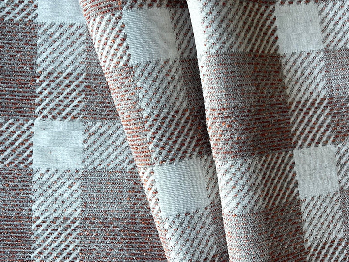 Handsome Paprika & Cream Checked Polyester Tweed
